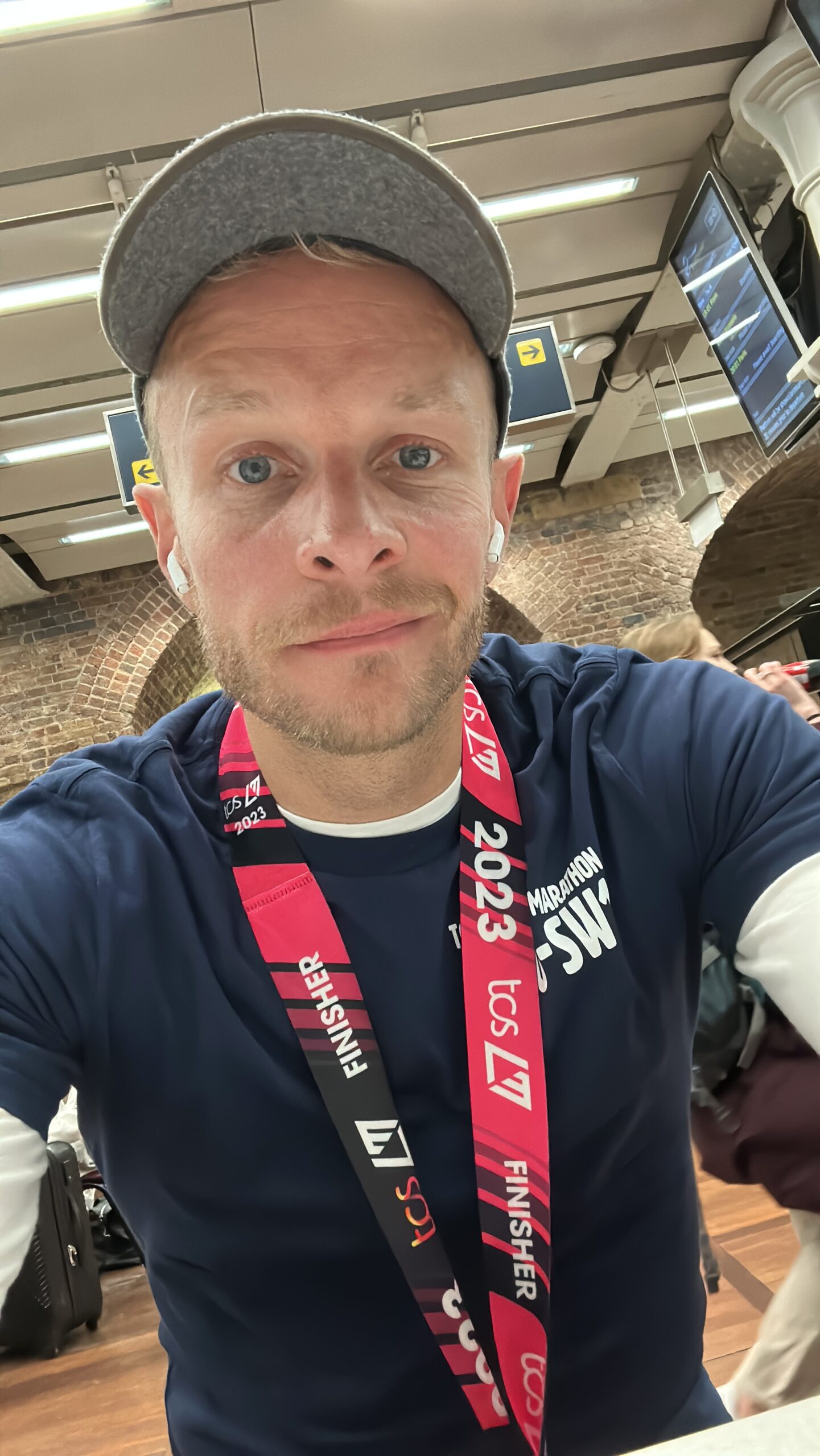 Gareth Couch after running the 2023 London Marathon in the rain